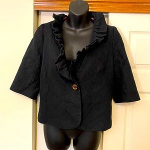 Milly Ruffled Cotton Pique Jacket
